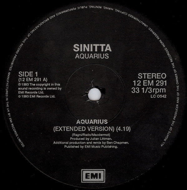Sinitta : Aquarius (12")
