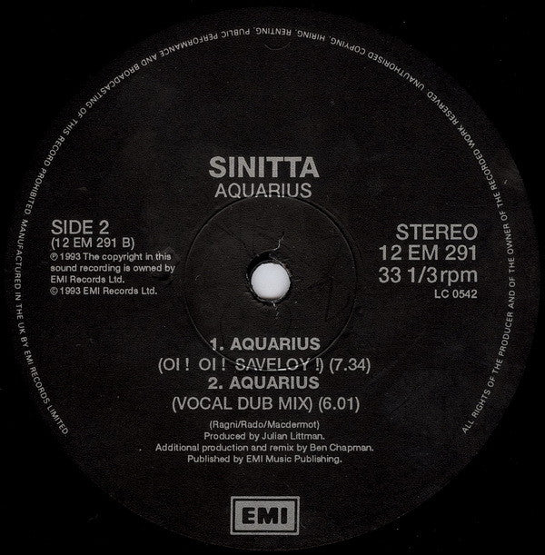 Sinitta : Aquarius (12")