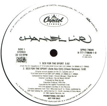 Channel Live : Sex For The Sport (12", Promo)
