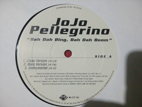 JoJo Pellegrino, Tony Manero : Bah Dah Bing, Bah Dah Boom / Night Fever  (12", Promo)
