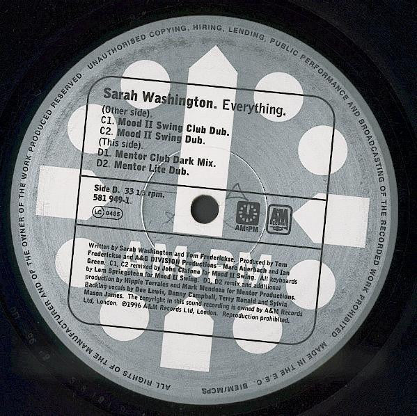 Sarah Washington : Everything (Mood II Swing / Torrales & Mendoza (Mentor) Mixes) (2x12", Ltd)