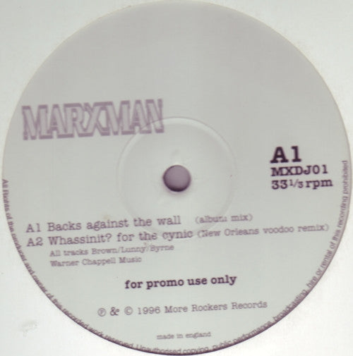 Marxman : Backs Against The Wall (12", Promo)