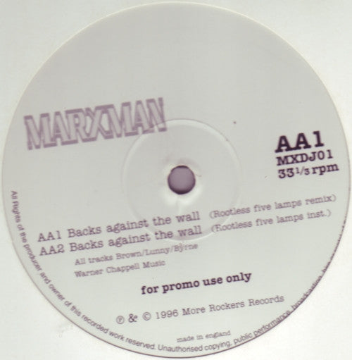 Marxman : Backs Against The Wall (12", Promo)