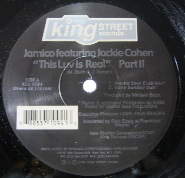 Jamico Featuring Jackie Cohen : This Luv Is Real (Part II) (12", W/Lbl)