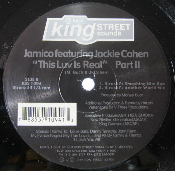 Jamico Featuring Jackie Cohen : This Luv Is Real (Part II) (12", W/Lbl)
