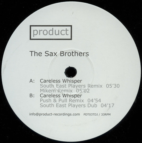 The Sax Brothers : Careless Whisper (12", Promo, W/Lbl)