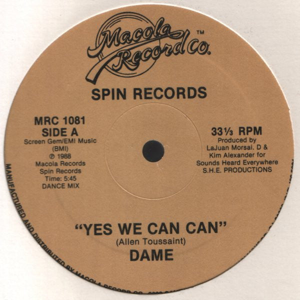 Dame : Yes We Can Can (12", Single)