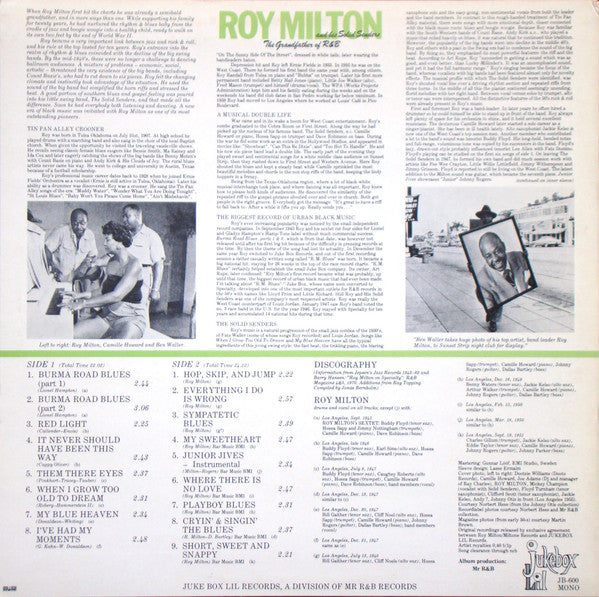 Roy Milton & His Solid Senders : The Grandfather Of R&B (LP, Album, Comp, Mono)