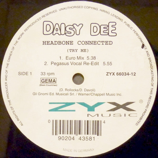 Daisy Dee : Headbone Connected (Try Me) (12")
