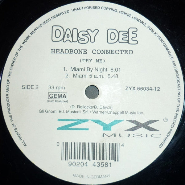 Daisy Dee : Headbone Connected (Try Me) (12")