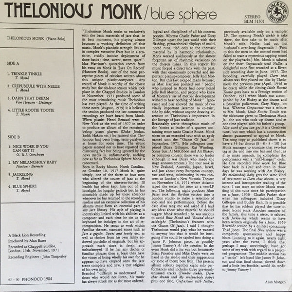 Thelonious Monk : Blue Sphere (LP, RE)