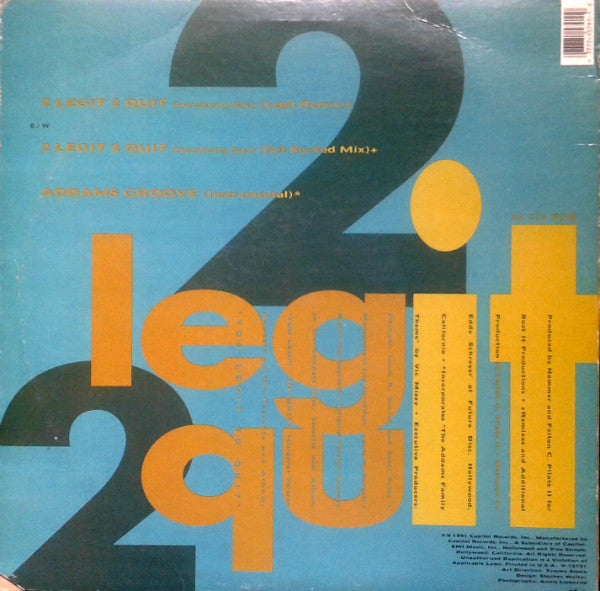 MC Hammer : 2 Legit 2 Quit (12", Single)