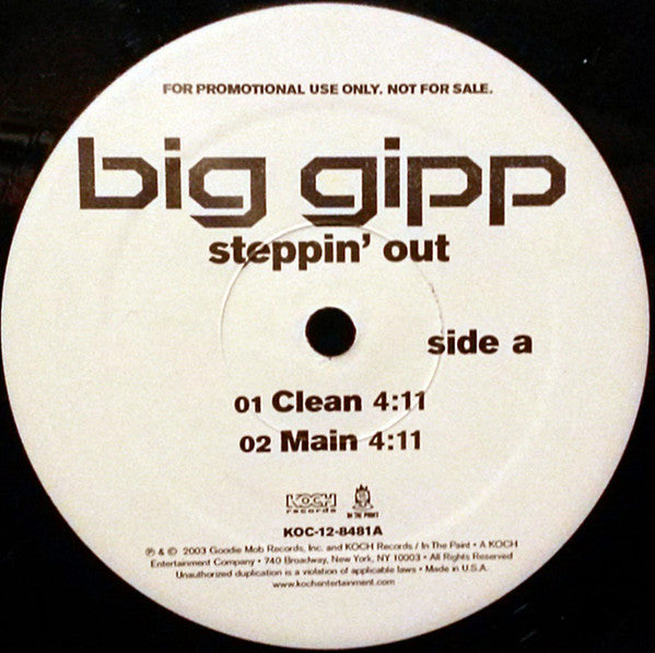 Big Gipp : Steppin' Out (12", Promo)