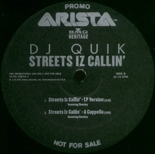 DJ Quik : Streets Iz Callin' (12", Promo)