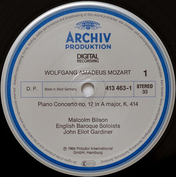 Wolfgang Amadeus Mozart - Malcolm Bilson â€?The English Baroque Soloists â€?John Eliot Gardiner : Piano Concertos Nos. 12 & 14 â€?Klavierkonzerte â€?Concertos Pour Piano K.414 & K.449 (LP, Album, Gat)