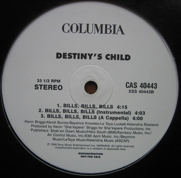 Destiny's Child : Bills, Bills, Bills (12", Promo)