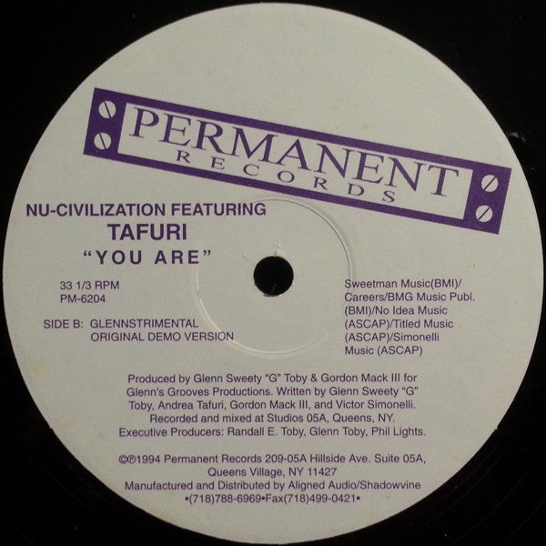 Nu Civilization Featuring Tafuri : You Are (12")