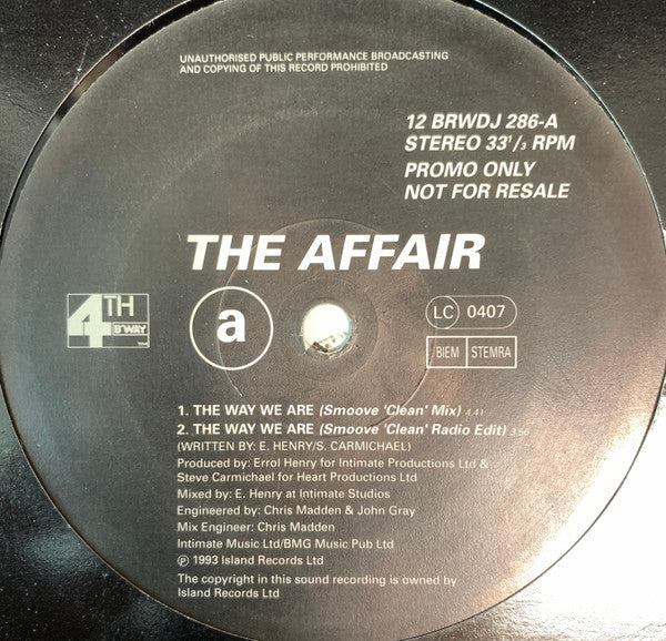 The Affair (3) : The Way We Are (12", Promo)