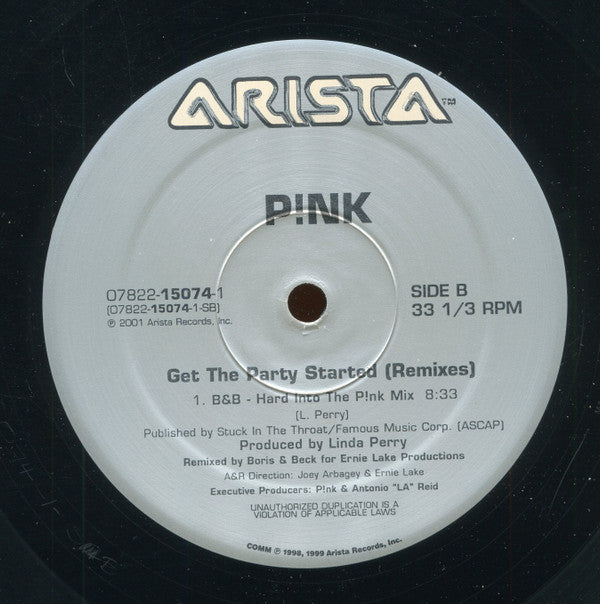 P!NK : Get The Party Started (Remixes) (2x12")