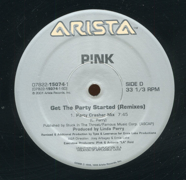 P!NK : Get The Party Started (Remixes) (2x12")