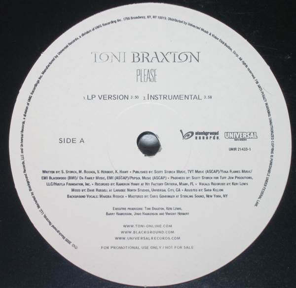 Toni Braxton : Please (12", Promo)