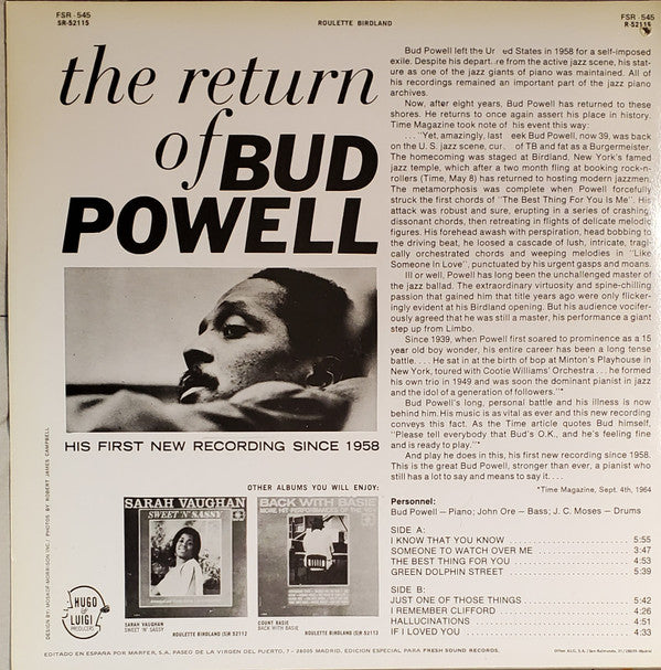 Bud Powell : The Return Of Bud Powell (LP)