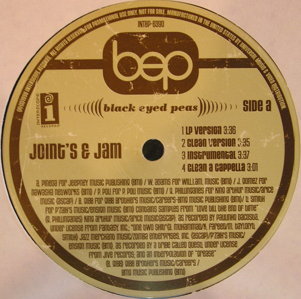 Black Eyed Peas : Joint's & Jam / Fallin' Up (Remixes) (12", Promo)