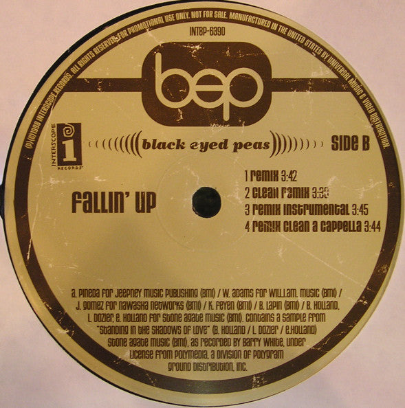 Black Eyed Peas : Joint's & Jam / Fallin' Up (Remixes) (12", Promo)
