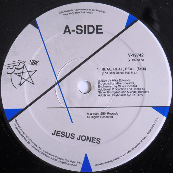 Jesus Jones : Real, Real, Real (12", Single)