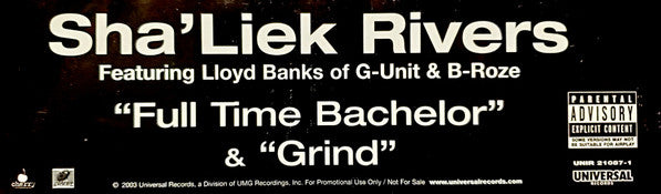 Sha'Liek Rivers : Full Time Bachelor / Grind (12", Promo)
