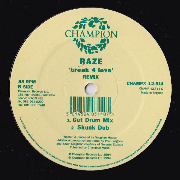 Raze : Break 4 Love (Remix) (12")