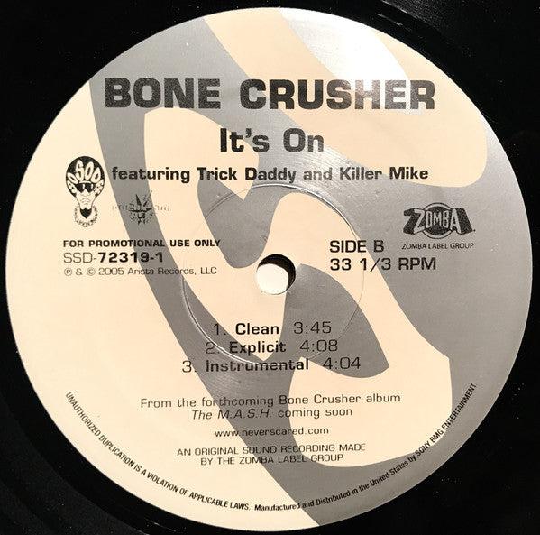 Bone Crusher (2) Featuring Sean Paul (2) : Wood Grippin' (12", Promo)