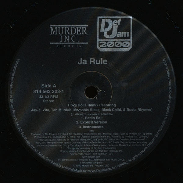 Ja Rule : Holla Holla Remix / 4 Life (12", M/Print, Promo)