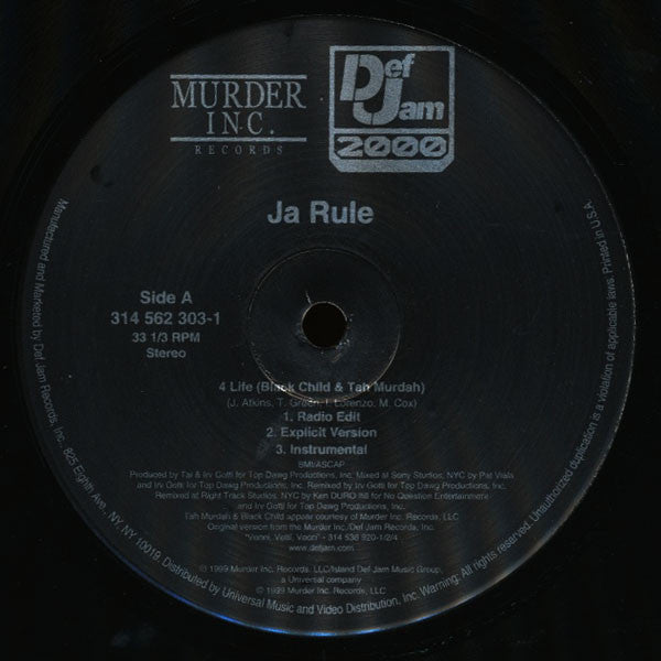 Ja Rule : Holla Holla Remix / 4 Life (12", M/Print, Promo)