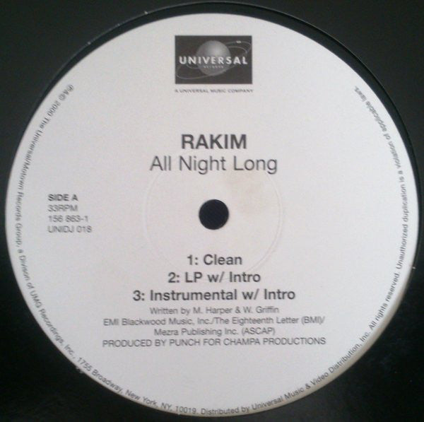 Rakim : All Night Long (12")