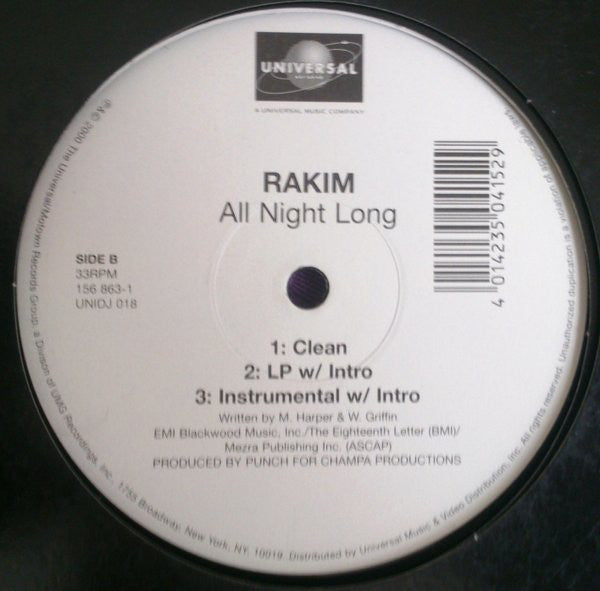 Rakim : All Night Long (12")