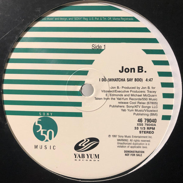 Jon B : I Do (Watcha Say Boo) (12", Promo)