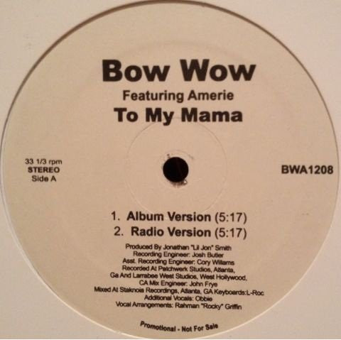 Bow Wow : To My Mama / Shortie Like Mine (12", Promo)