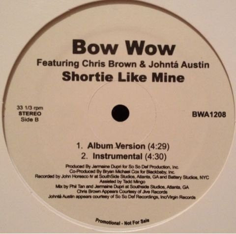 Bow Wow : To My Mama / Shortie Like Mine (12", Promo)