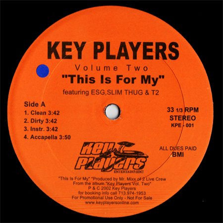 Various : Key Players Volume Two - This Is For My / Fashizzle (12", Promo)