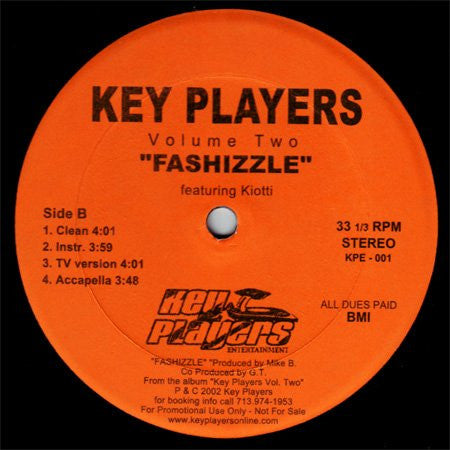 Various : Key Players Volume Two - This Is For My / Fashizzle (12", Promo)