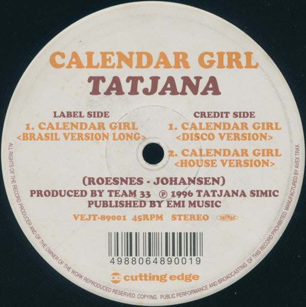 Tatjana : Calendar Girl (12")