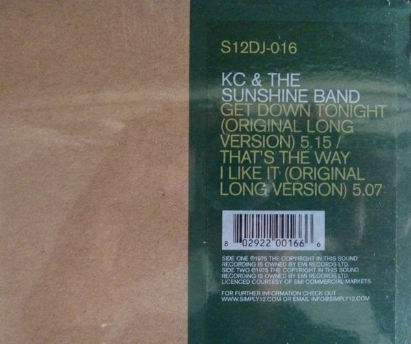 KC & The Sunshine Band : Get Down Tonight / That's The Way I Like It (12", RE, Sti)