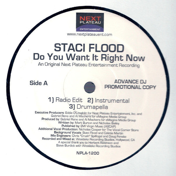 Staci Flood : Do You Want It Right Now (12", Promo)