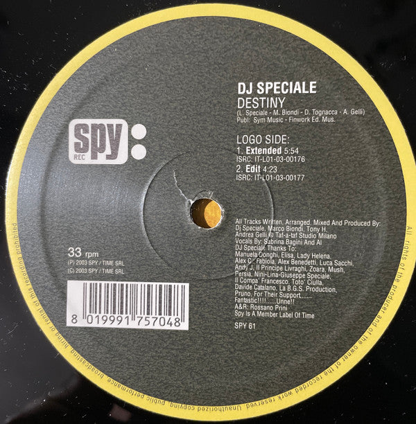 DJ Speciale : Destiny  (12", Etch)
