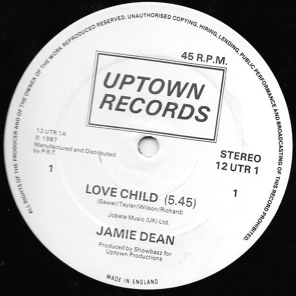 Jamie Dean : Love Child (12", Single, Bla)