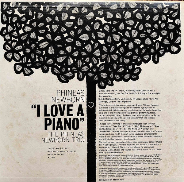 Phineas Newborn Trio : I Love A Piano (LP, Album, Ltd, RE)
