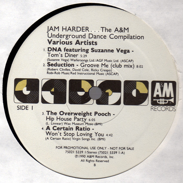 Various : Jam Harder...The A&M Underground Dance Compilation (LP, Comp, Promo)