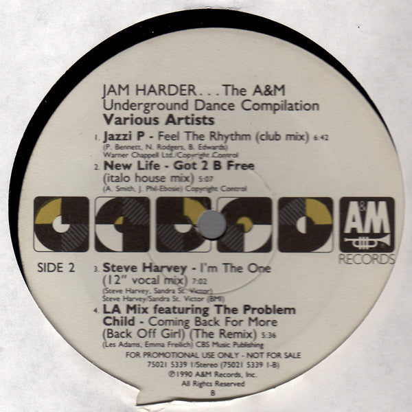 Various : Jam Harder...The A&M Underground Dance Compilation (LP, Comp, Promo)