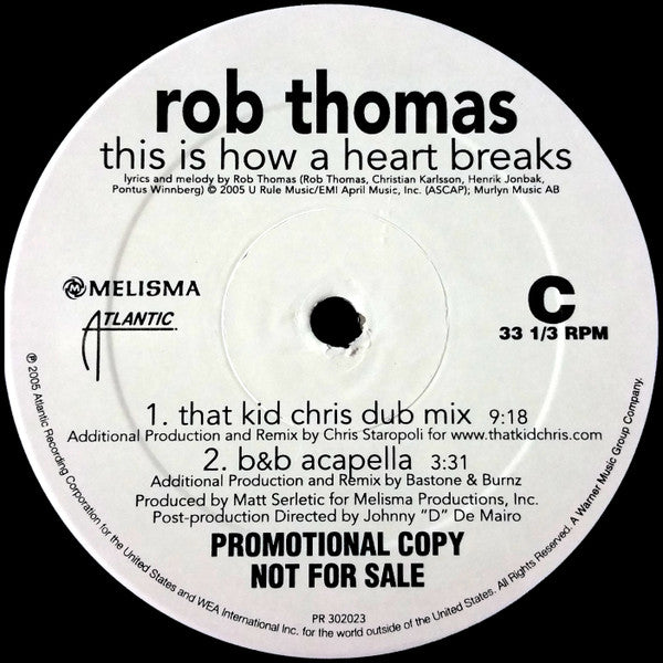 Rob Thomas : This Is How A Heart Breaks (2x12", Promo)